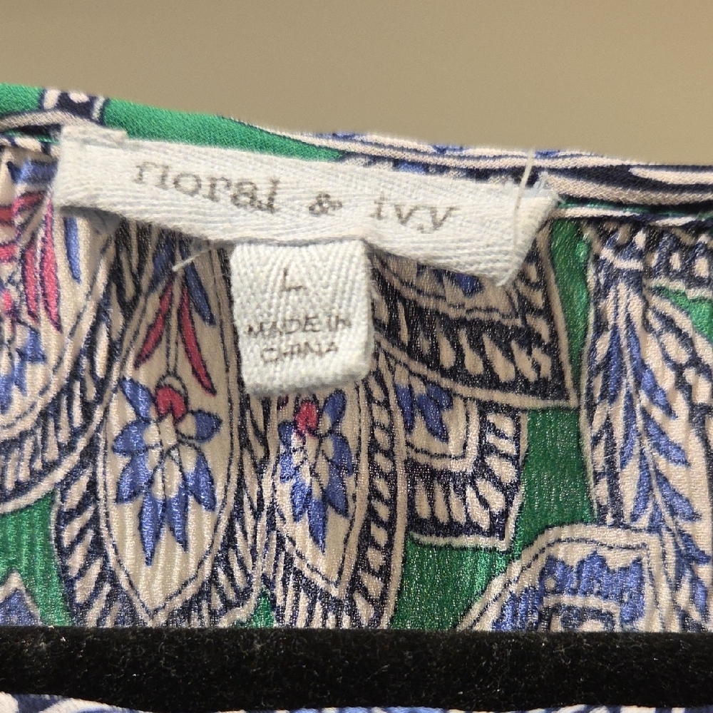 Floral & Ivy Paisley Blouse in Green and Purple